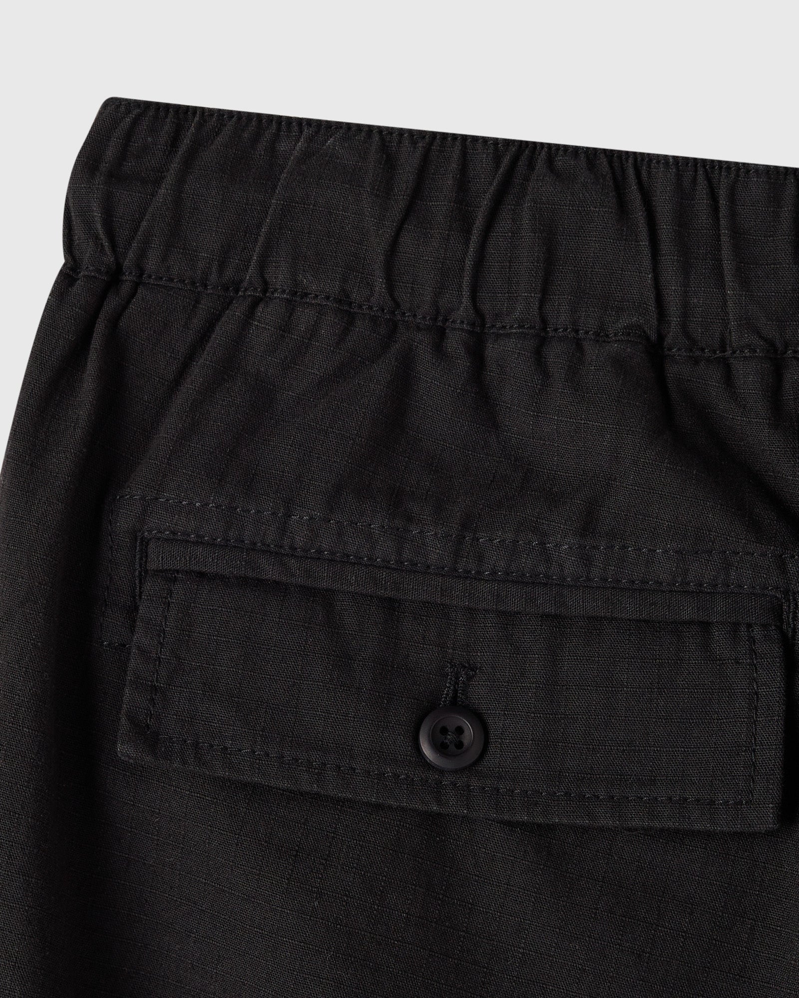 Linen Ripstop Cargo Short Black