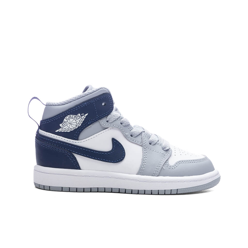Jordan 1 Mid PS White Midnight Navy Wolf Grey