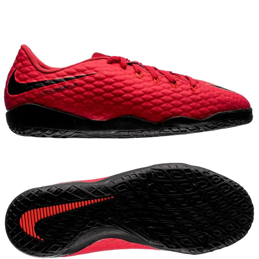 Nike Jr HypervenomX Phelon III IC Indoor Soccer Shoes Red Black