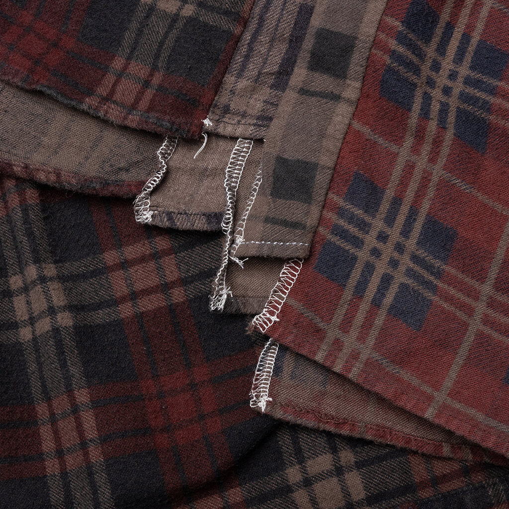 Flannel Shirt 7 Cuts Shirt Over Dye Brown