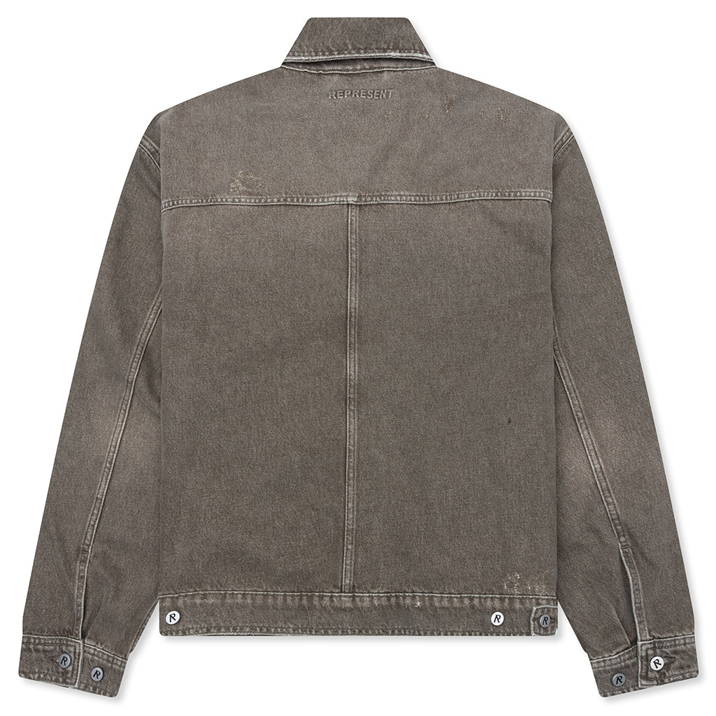 Collared Denim Jacket Washed Olive