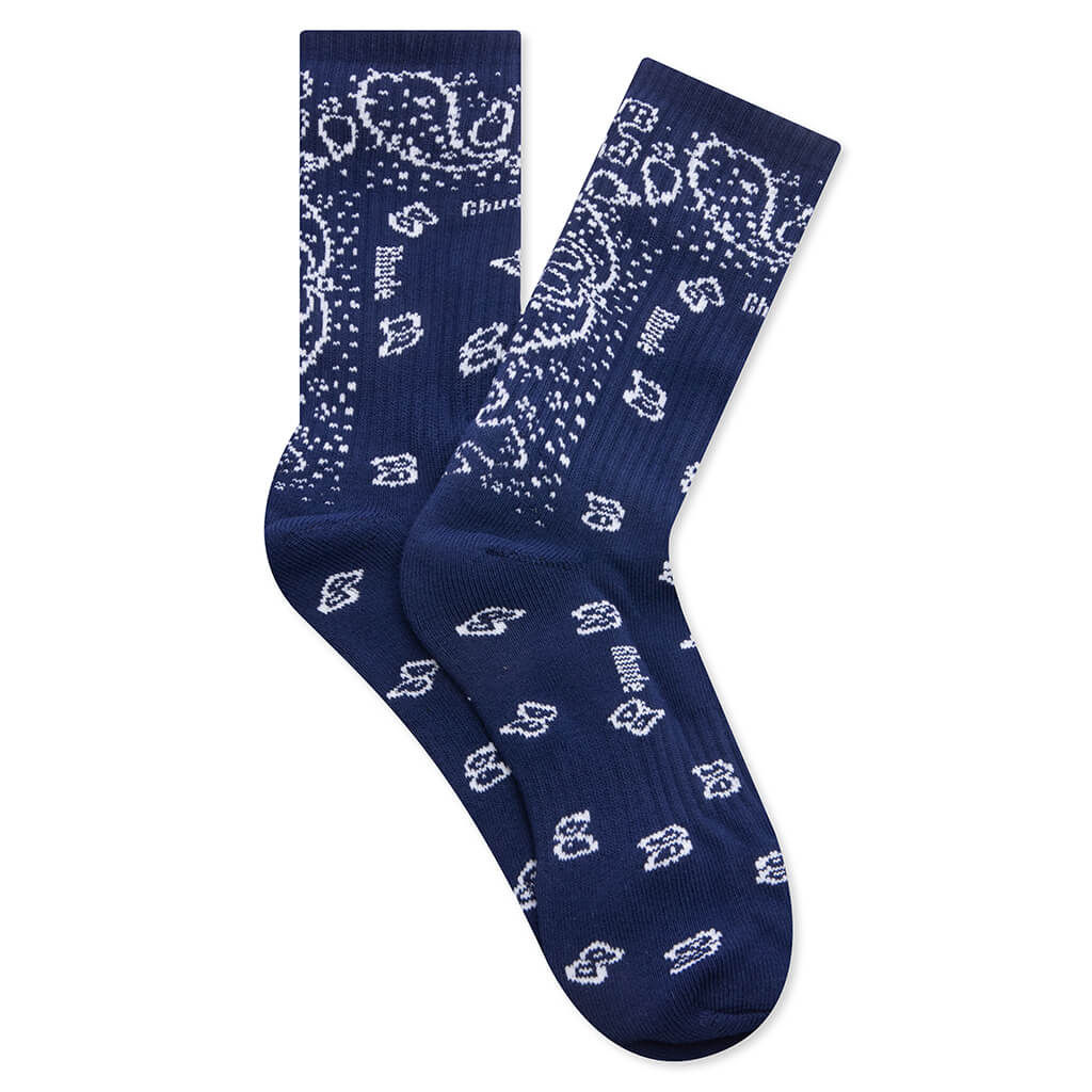 Bandana Jacquard Sock Navy White