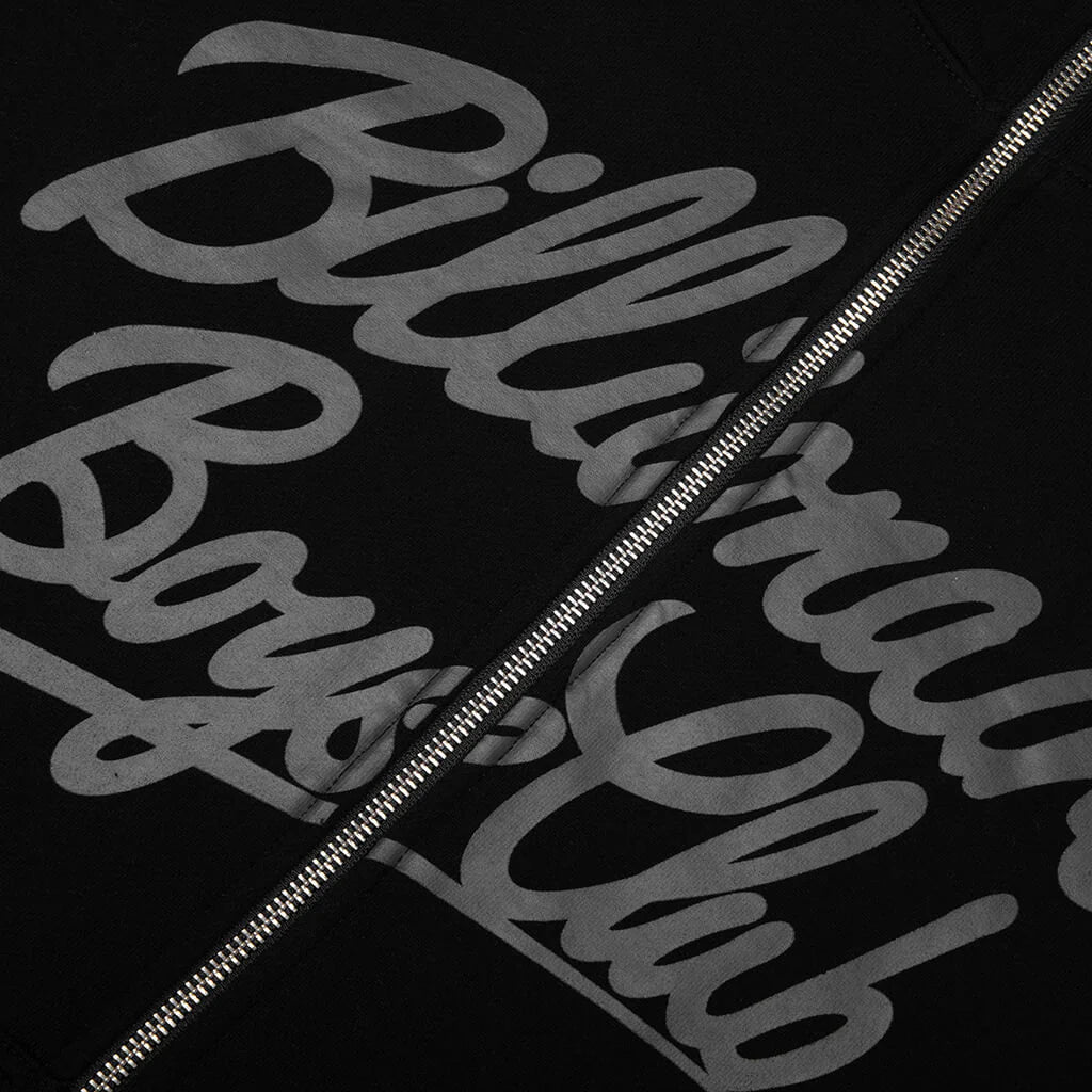 Script Zip Hoodie Black